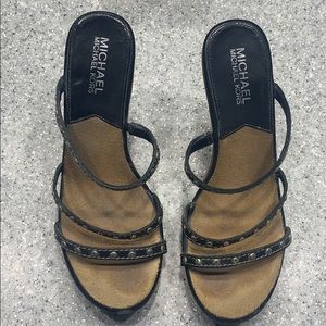 Michael Kors black strappy high heel sandals